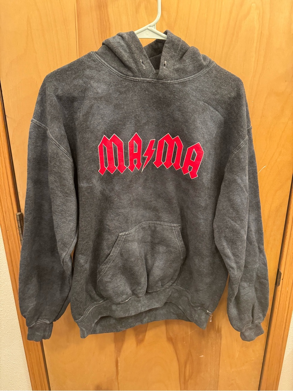 Gildan Charcoal Gray Hoodie with Red MAMA Graphic